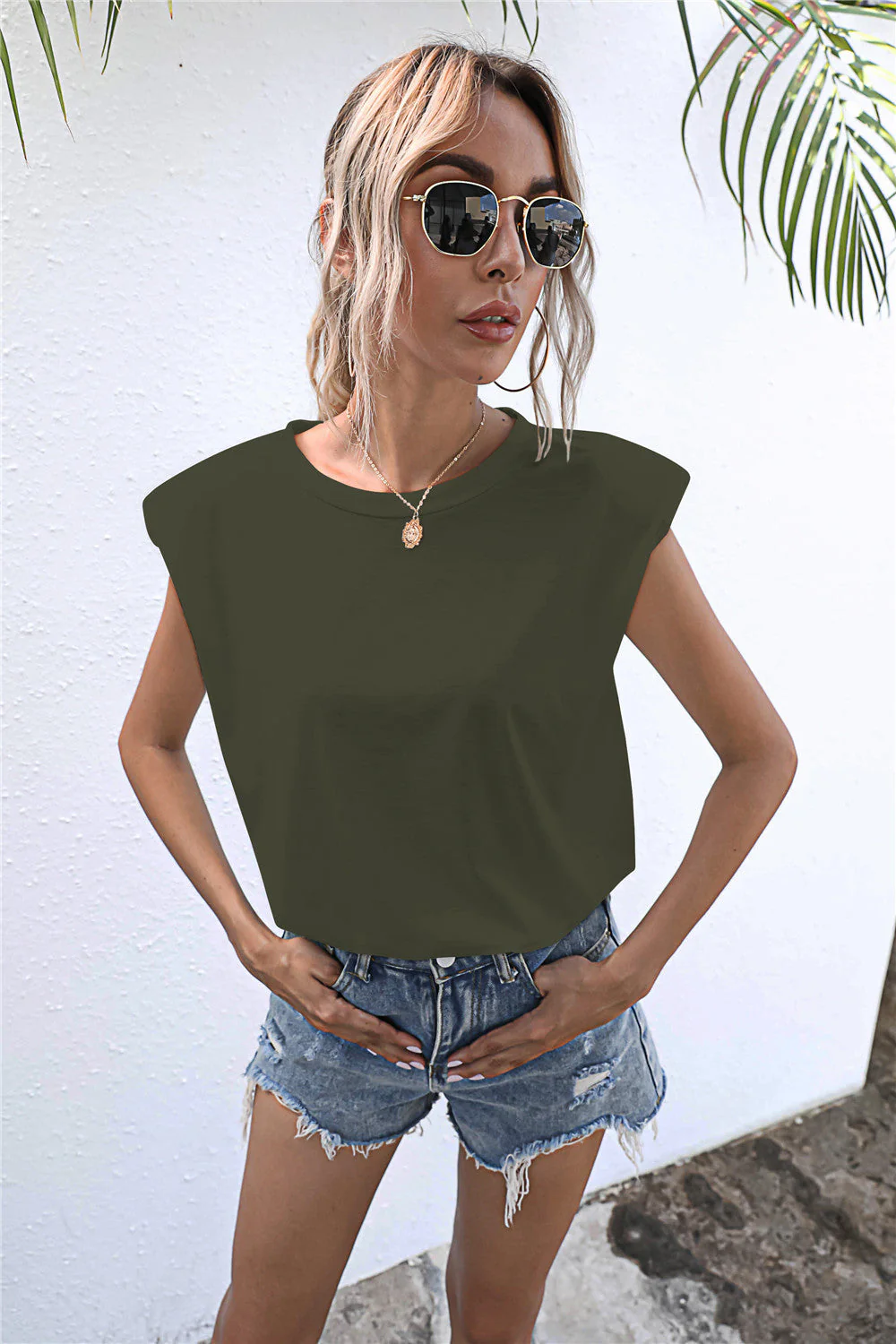 Round Neck Cap Sleeve Tee - Image 7