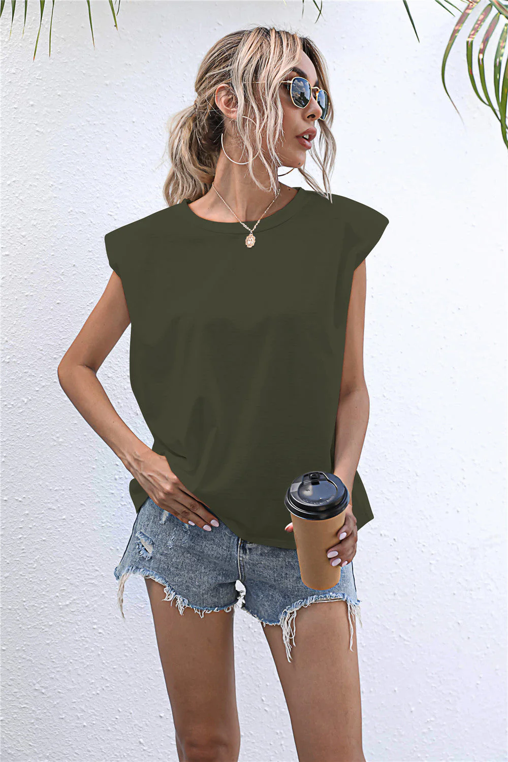 Round Neck Cap Sleeve Tee - Image 8