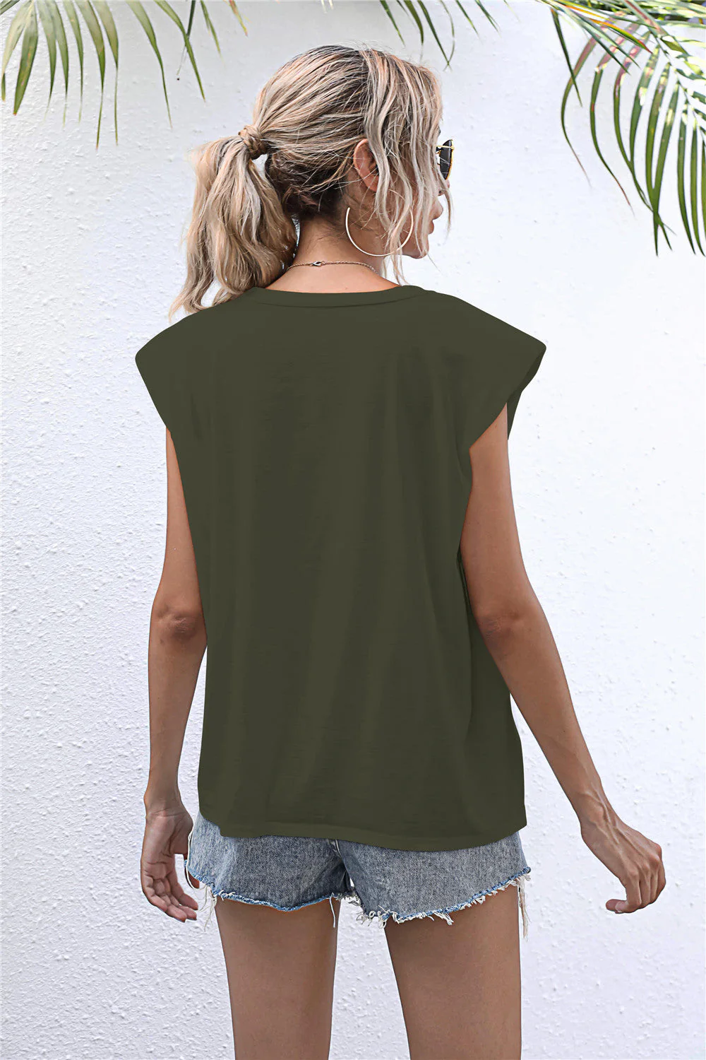 Round Neck Cap Sleeve Tee - Image 9