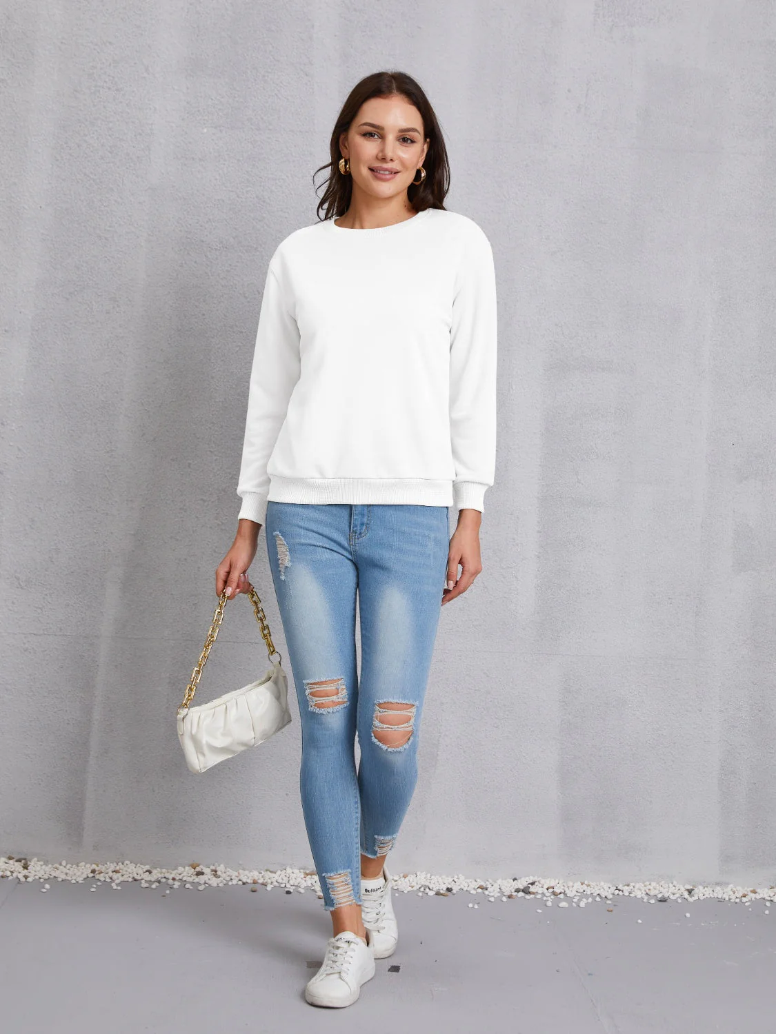 Round Neck Dropped Shoulder Sweatshirt - Image 12