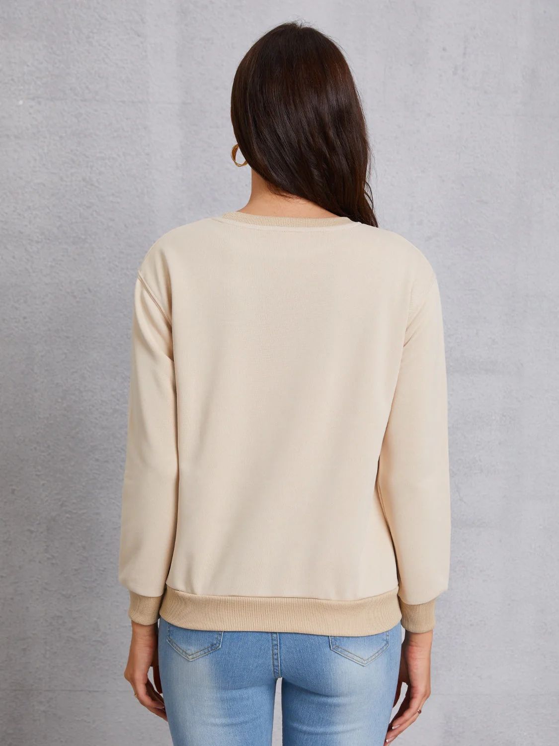 Round Neck Dropped Shoulder Sweatshirt - Image 2