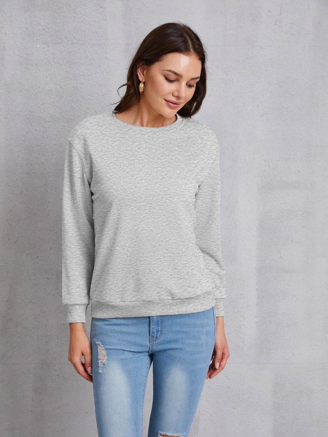 Round Neck Dropped Shoulder Sweatshirt - Image 4