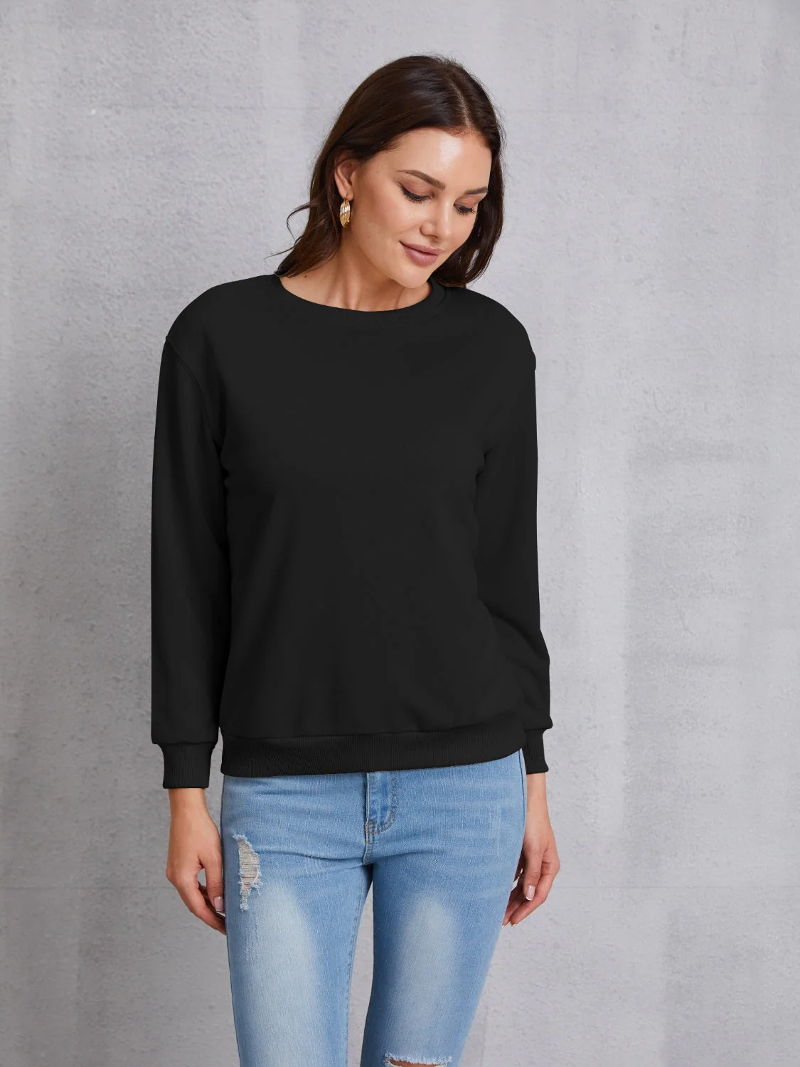Round Neck Dropped Shoulder Sweatshirt - Image 7