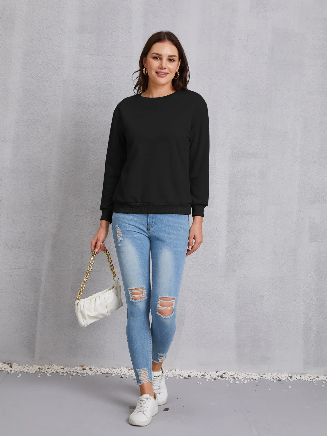 Round Neck Dropped Shoulder Sweatshirt - Image 9