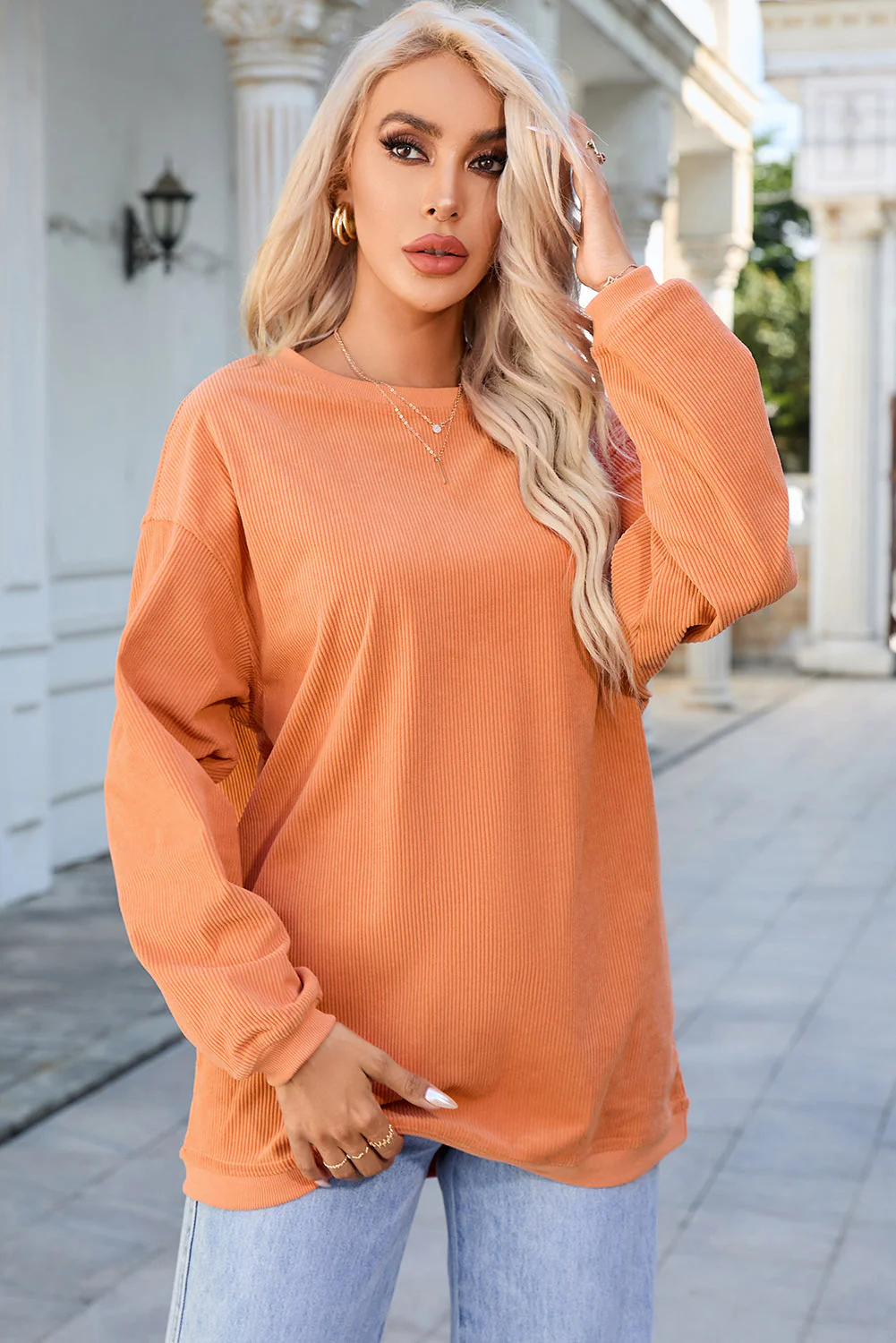 Round Neck Dropped Shoulder THANKFUL Graphic Sweatshirt - Image 4