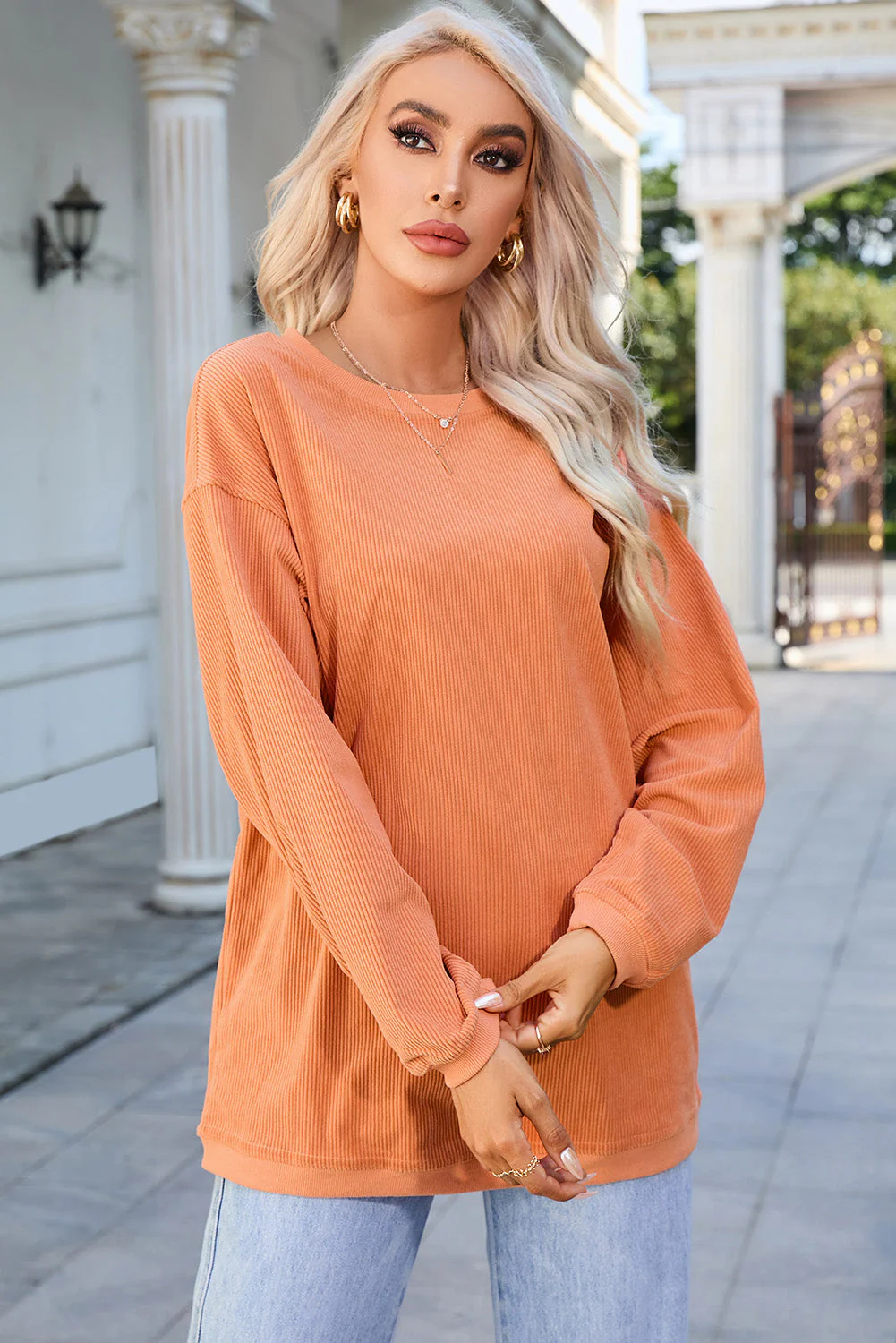Round Neck Dropped Shoulder THANKFUL Graphic Sweatshirt - Image 6