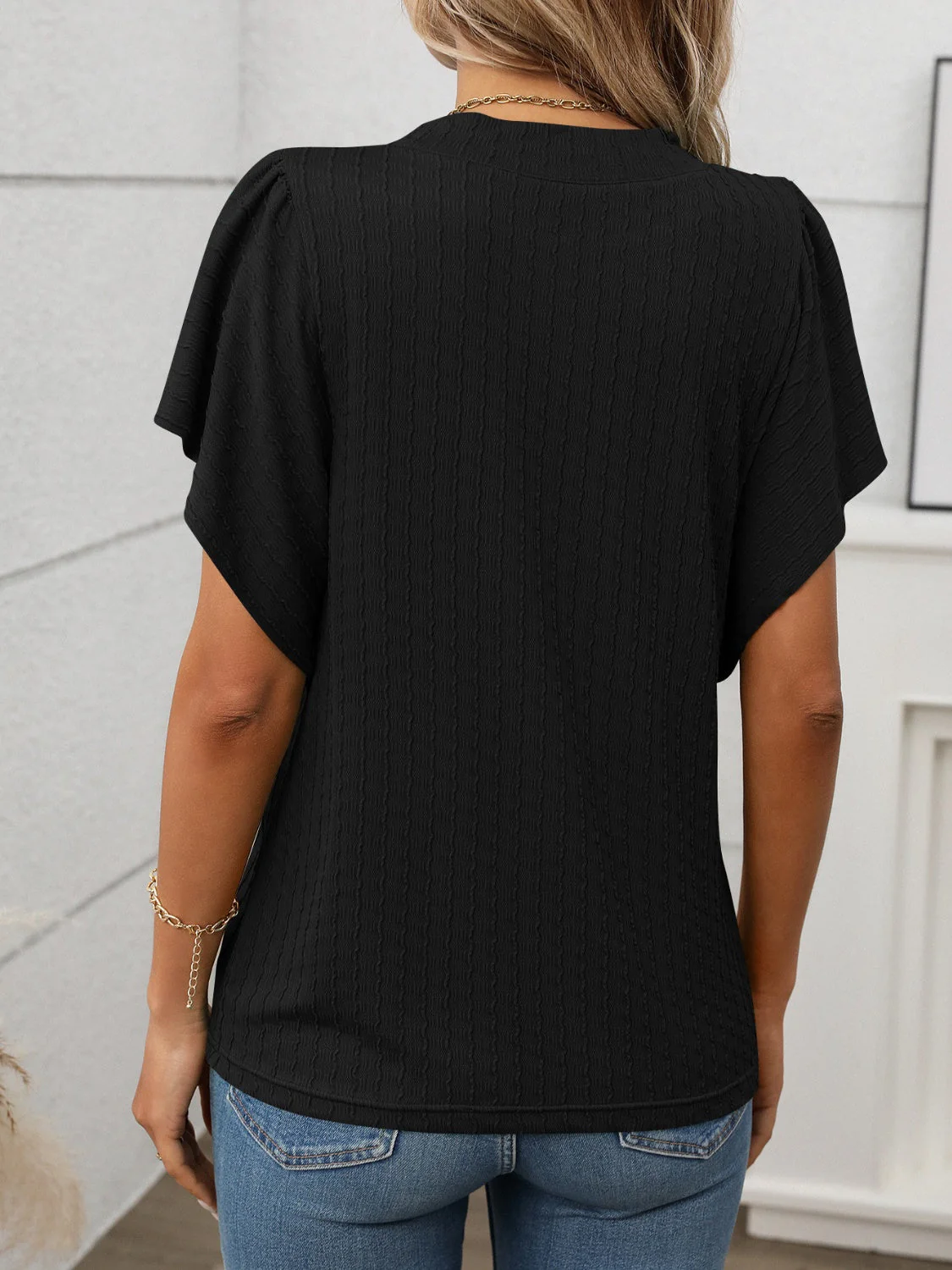 Round Neck Flutter Sleeve T-Shirt - Image 14