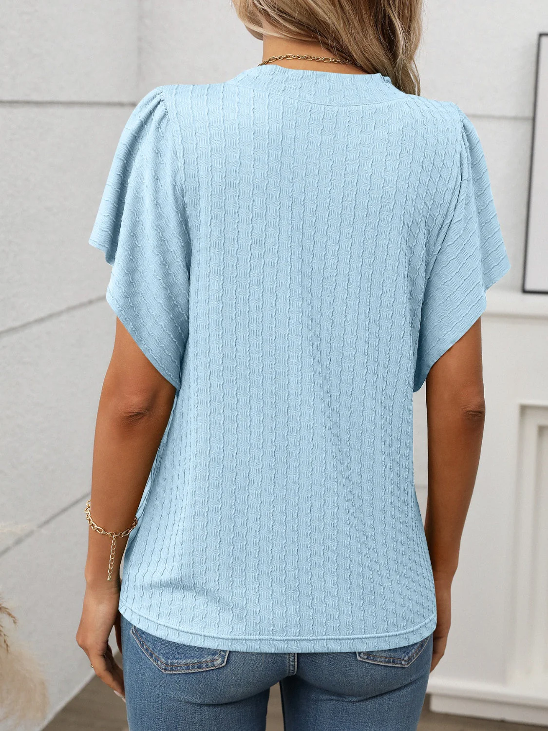 Round Neck Flutter Sleeve T-Shirt - Image 24