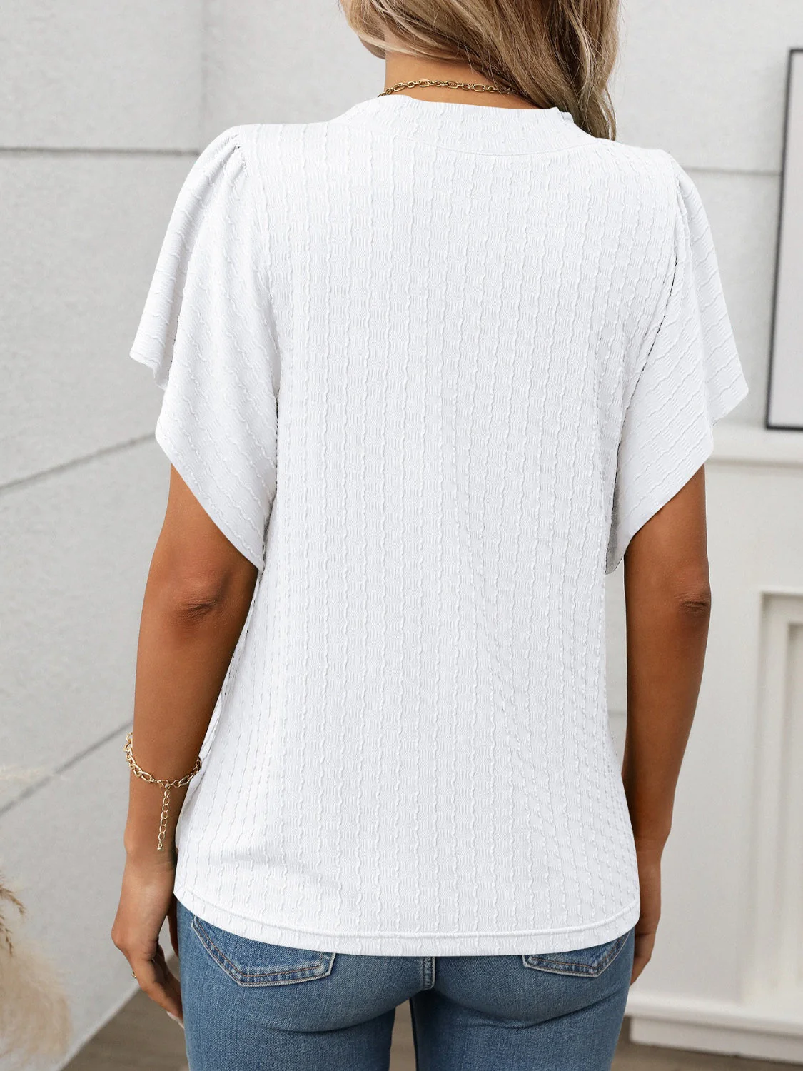 Round Neck Flutter Sleeve T-Shirt - Image 29