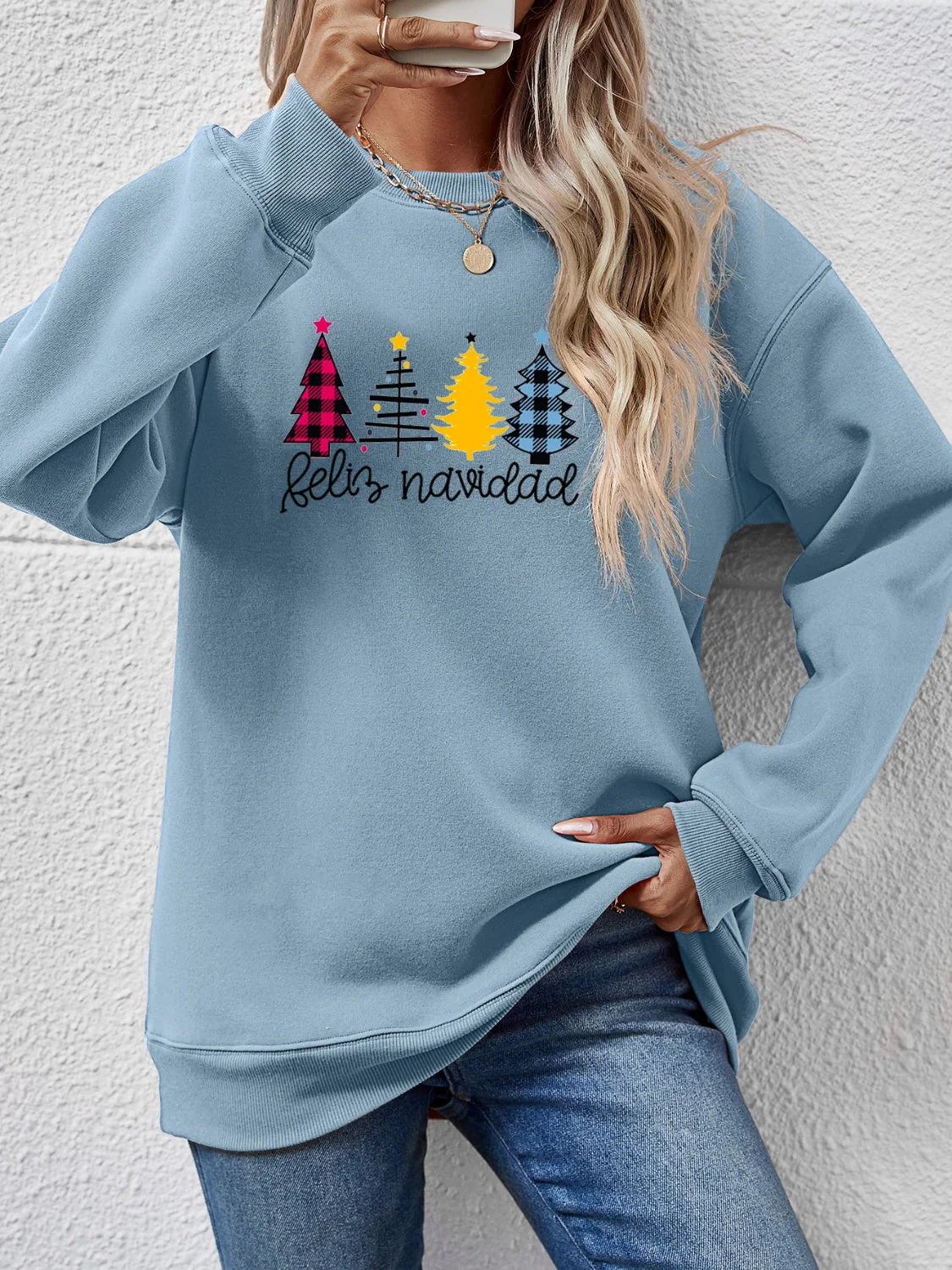 Round Neck Graphic Long Sleeve Sweatshirt - Image 13