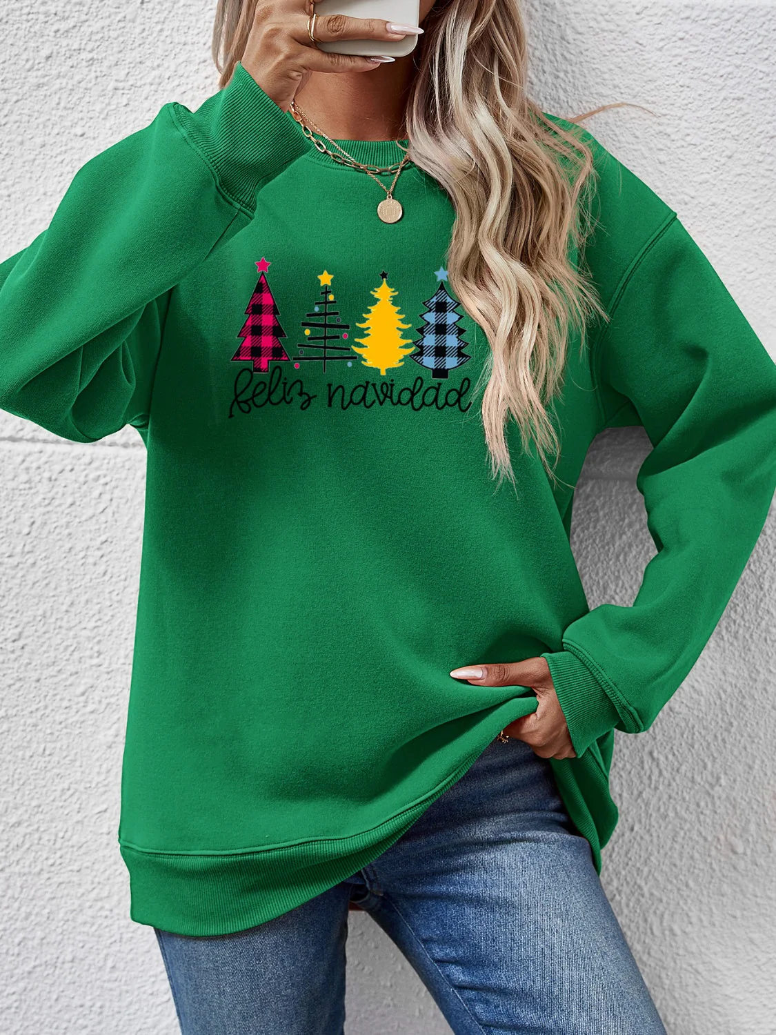 Round Neck Graphic Long Sleeve Sweatshirt - Image 19