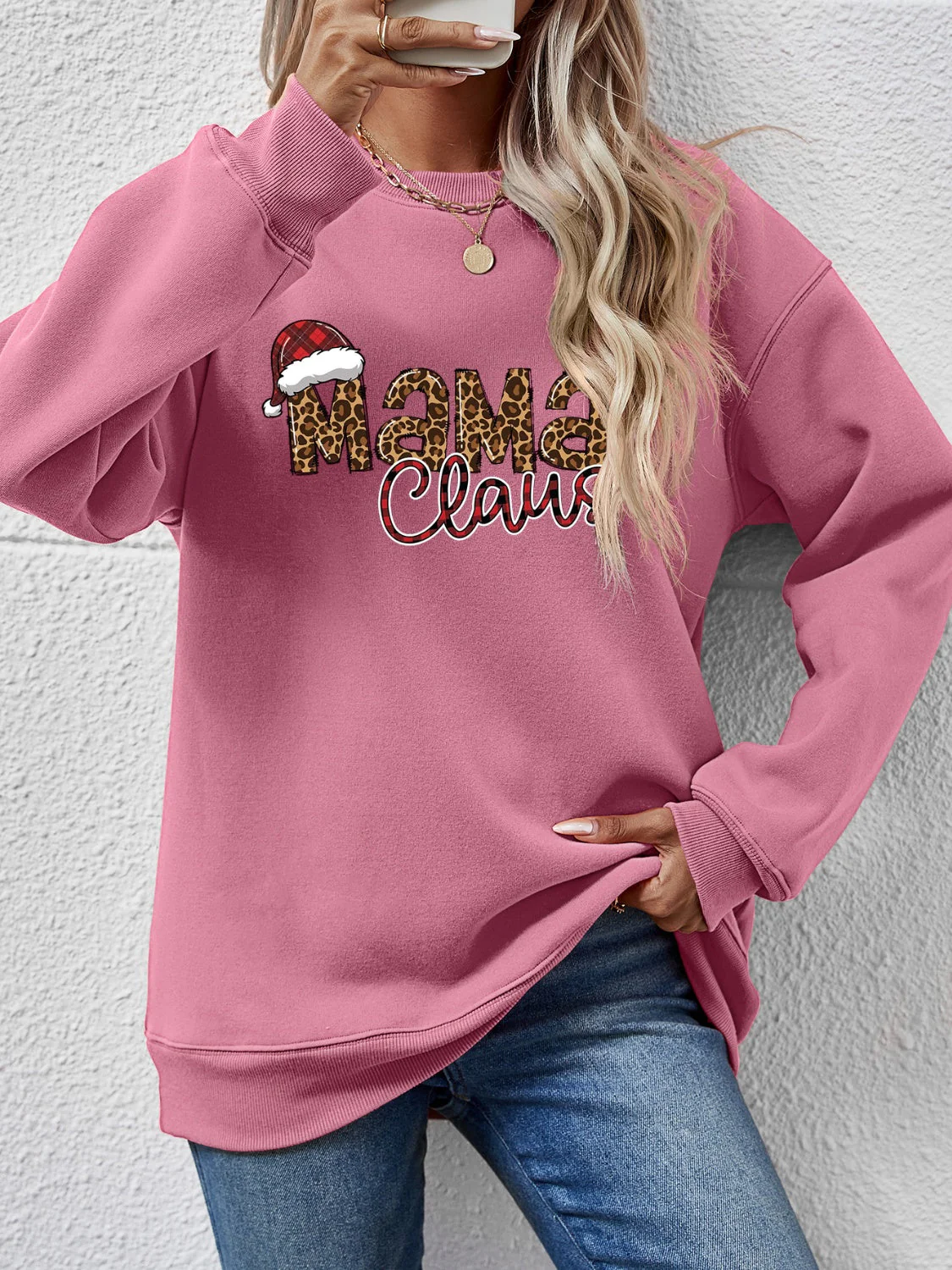 Round Neck Letter Graphic Long Sleeve Sweatshirt - Image 13