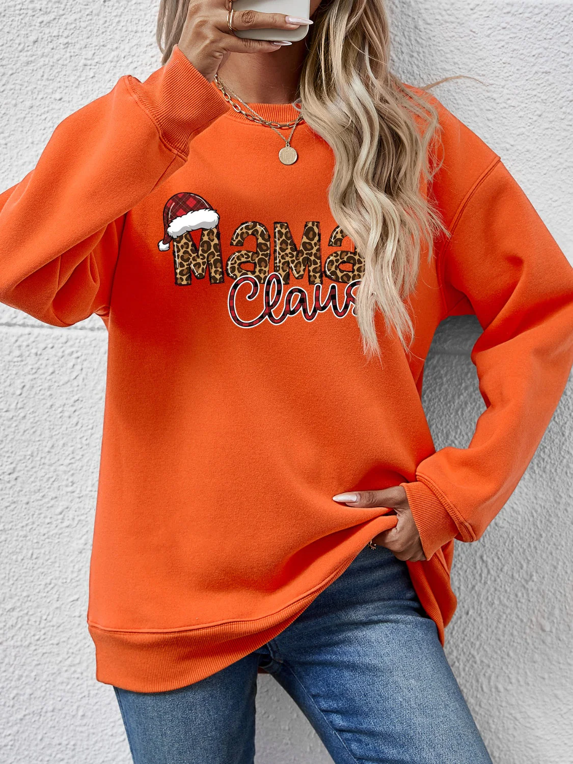 Round Neck Letter Graphic Long Sleeve Sweatshirt - Image 25