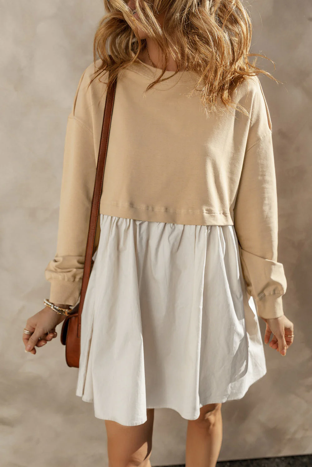 Round Neck Long Sleeve Mini Dress - Image 5