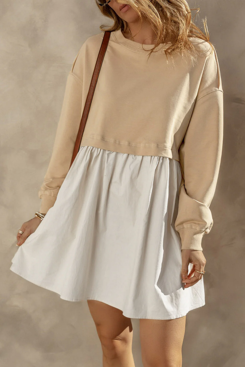 Round Neck Long Sleeve Mini Dress - Image 6