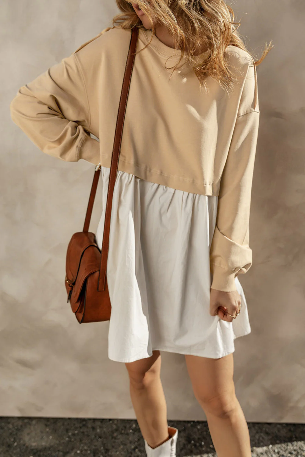 Round Neck Long Sleeve Mini Dress - Image 7