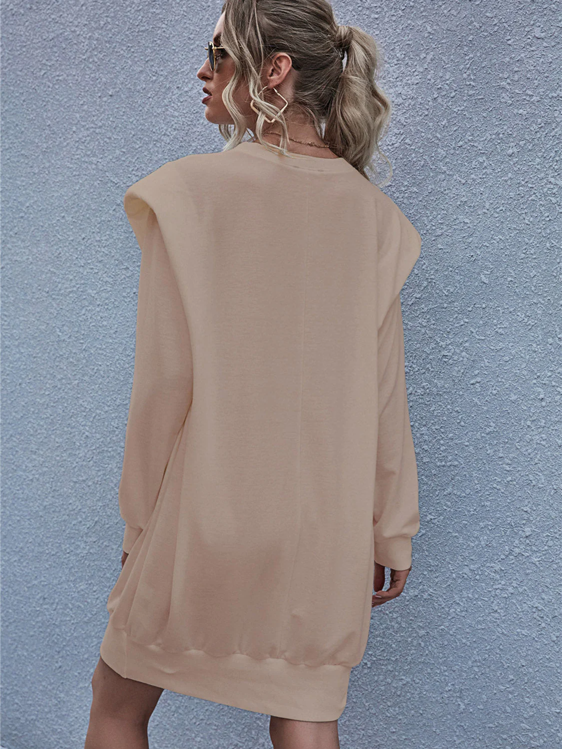 Round Neck Long Sleeve Mini Dress - Image 2