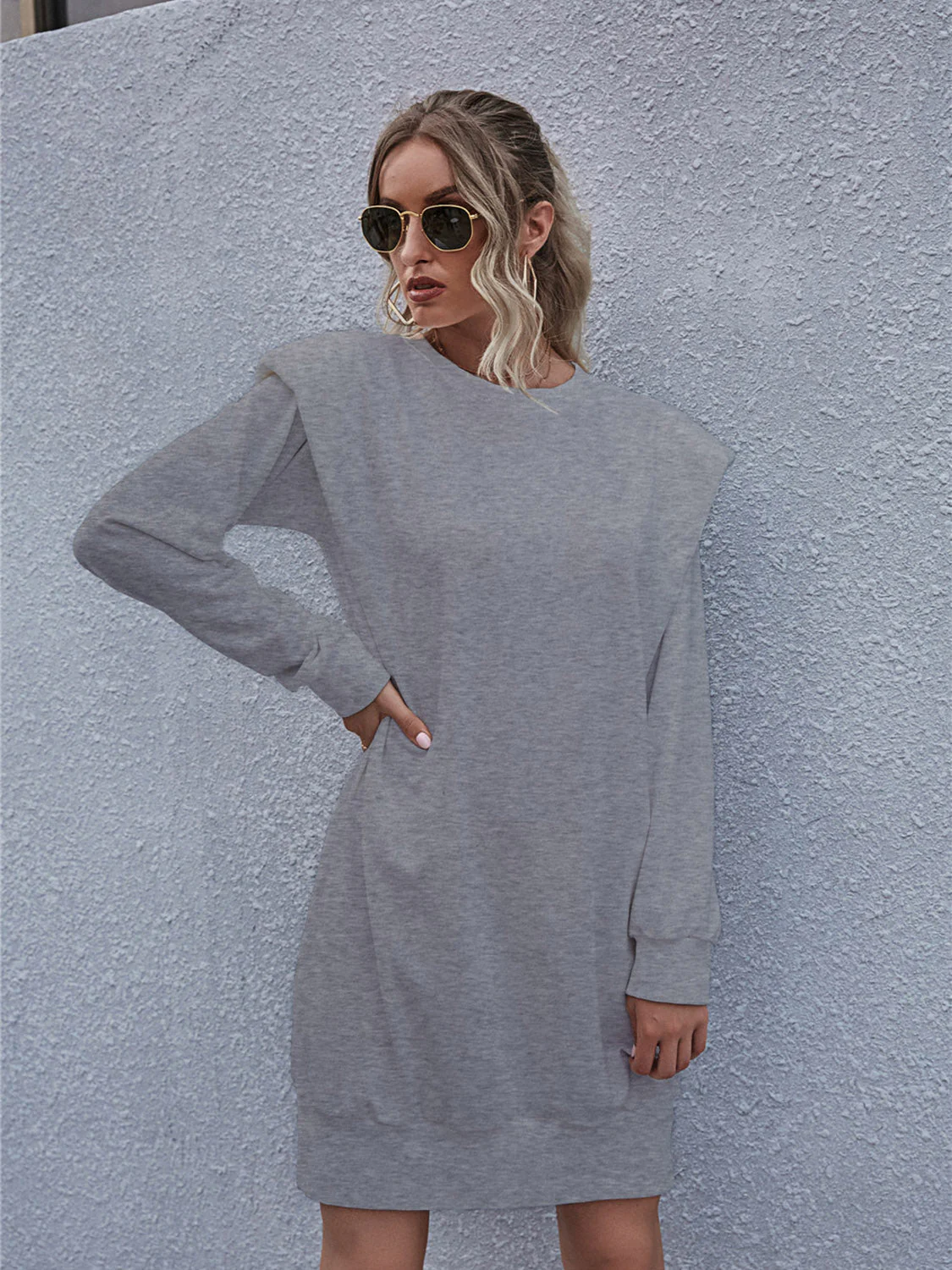 Round Neck Long Sleeve Mini Dress - Image 5