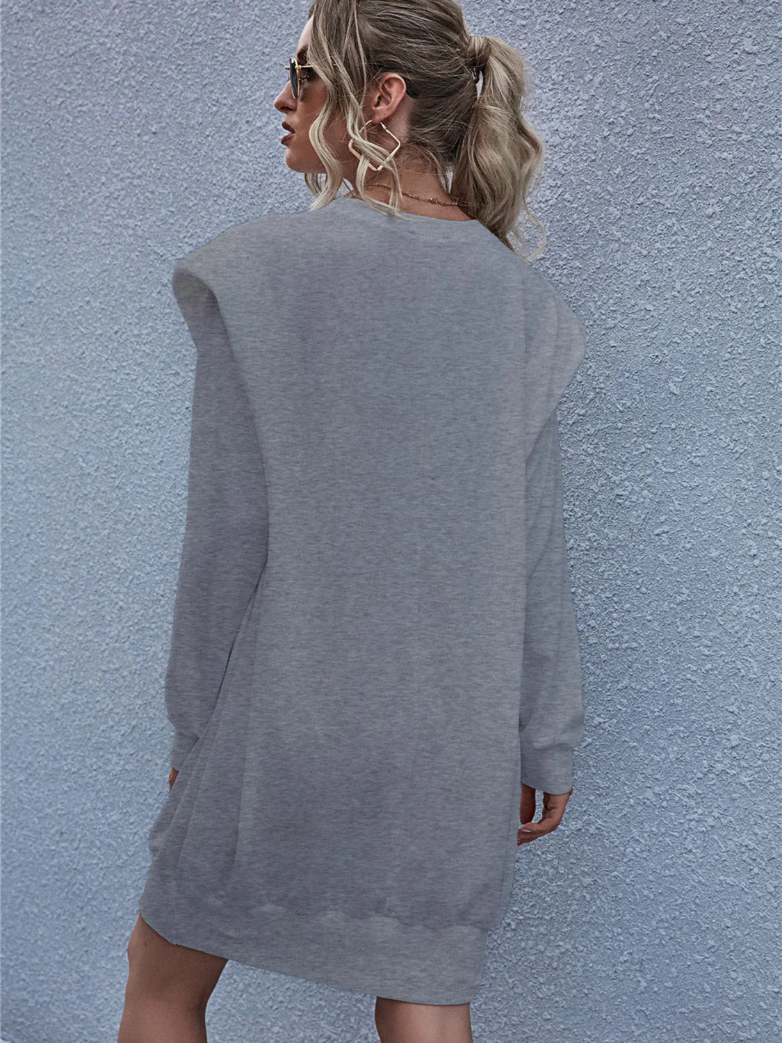 Round Neck Long Sleeve Mini Dress - Image 7