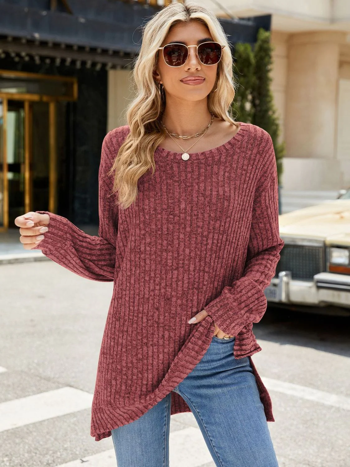 Round Neck Long Sleeve T-Shirt - Image 4