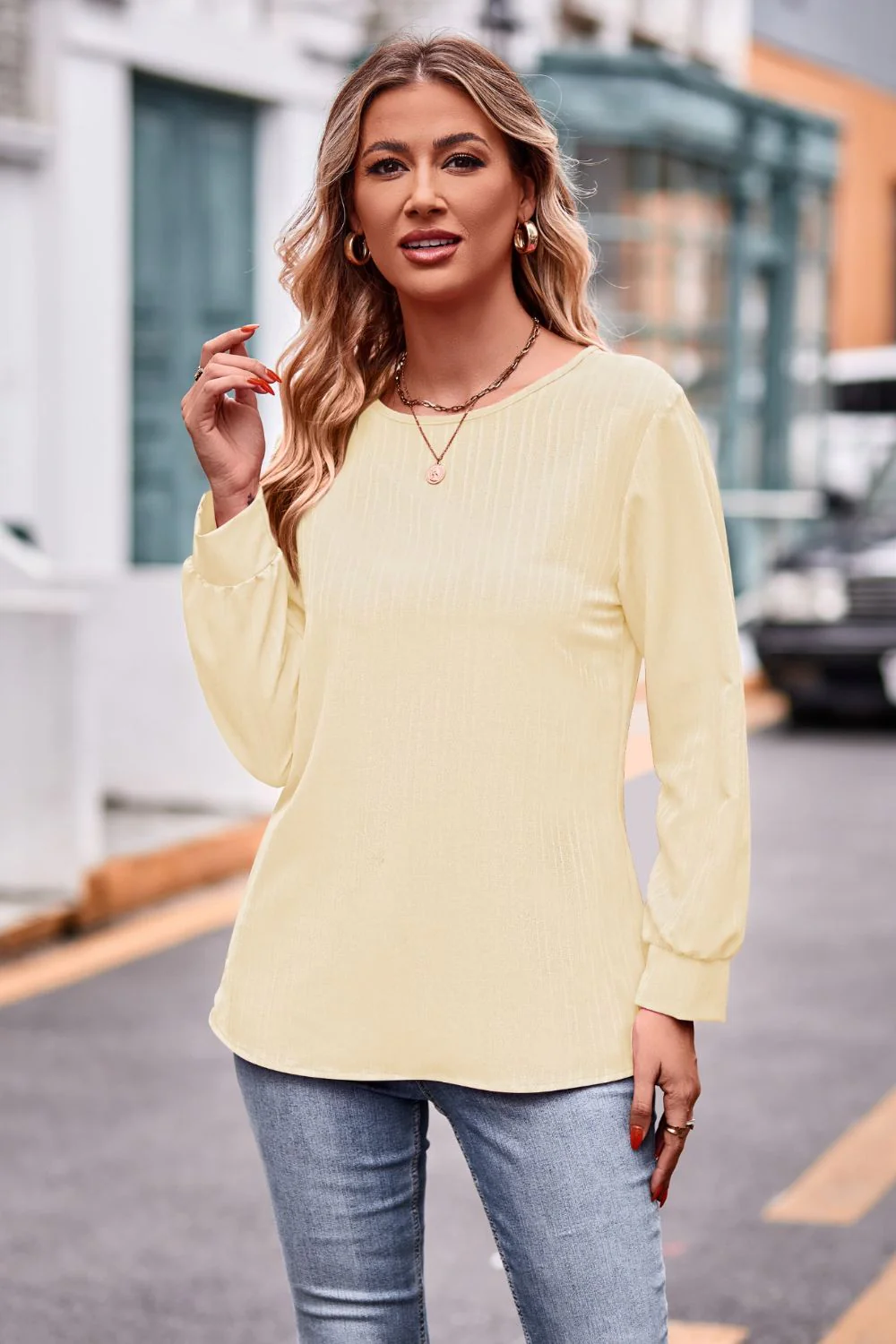 Round Neck Long Sleeve Tee - Image 14