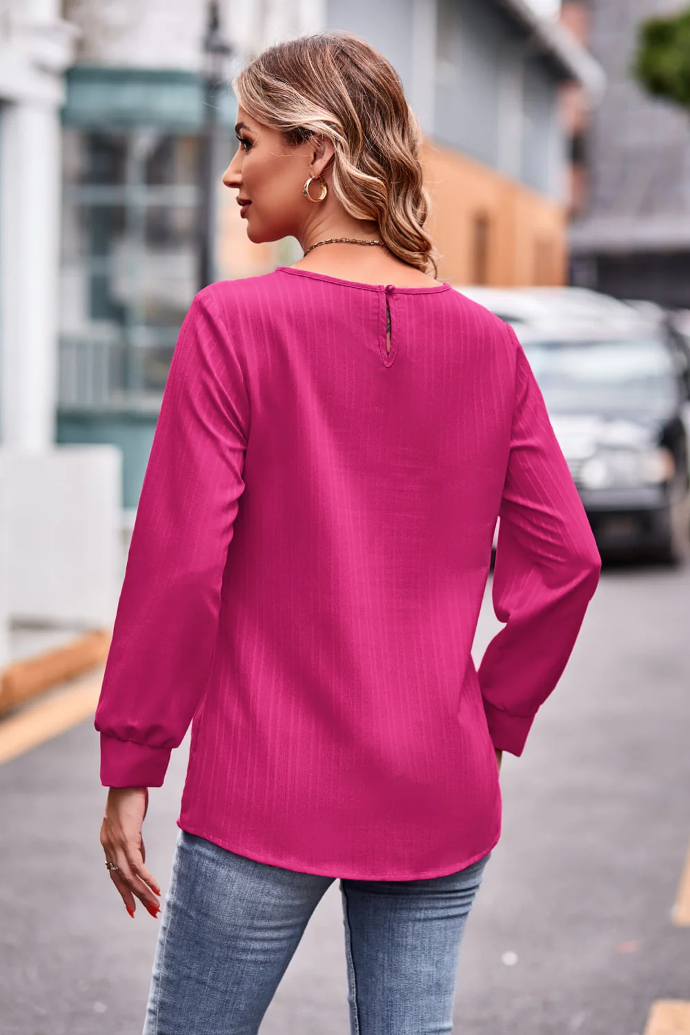 Round Neck Long Sleeve Tee - Image 2