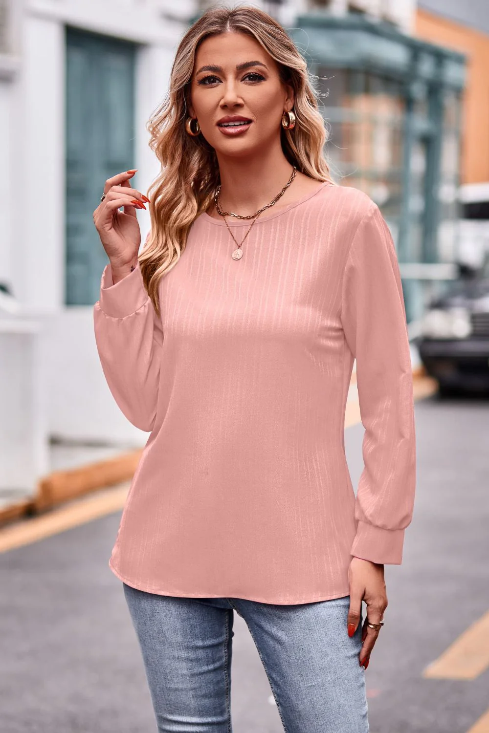 Round Neck Long Sleeve Tee - Image 9