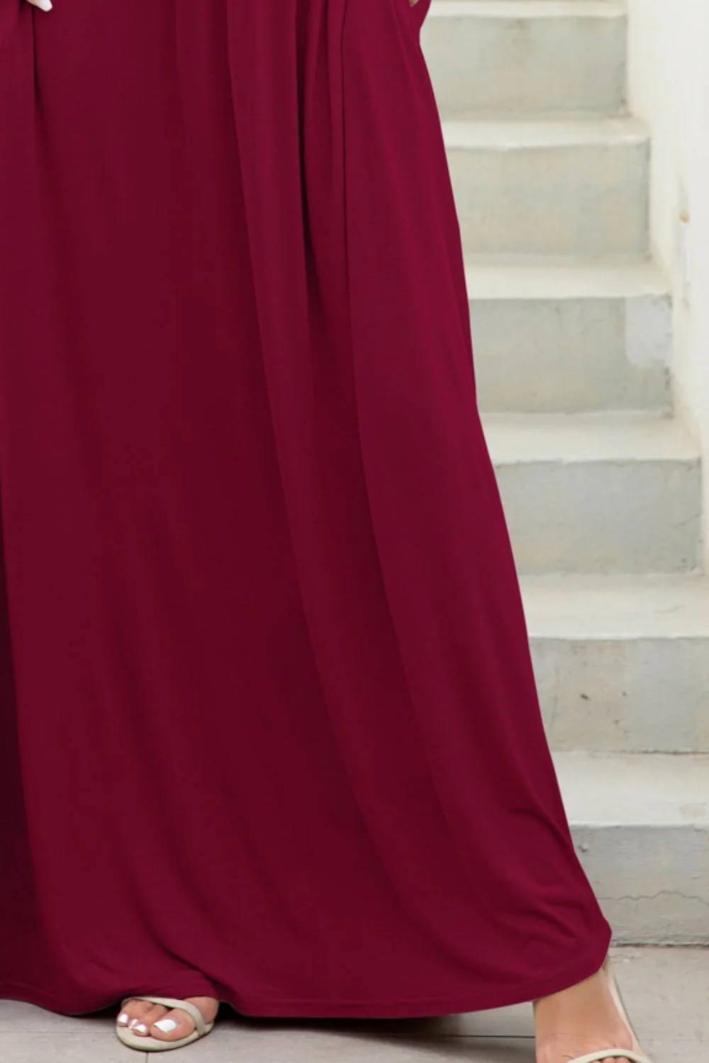Round Neck Maxi Tee Dress with Pockets - Image 12