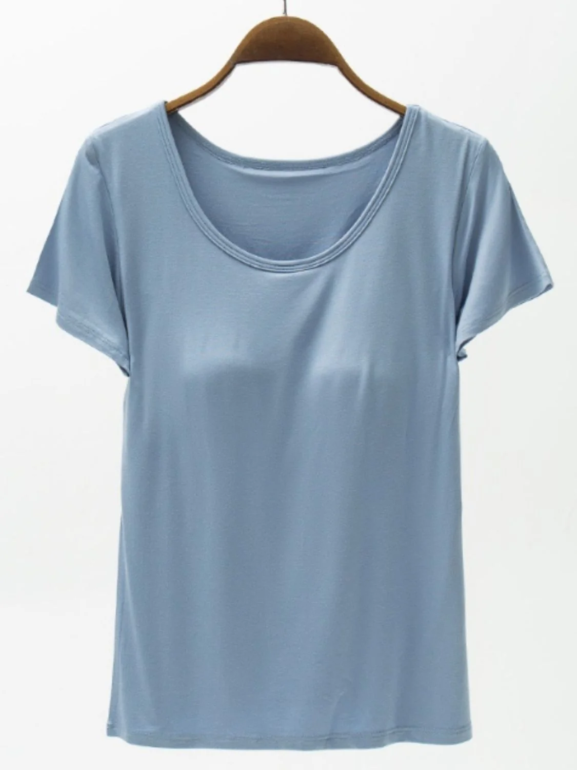 Round Neck Modal T-Shirt with Bra - Image 10