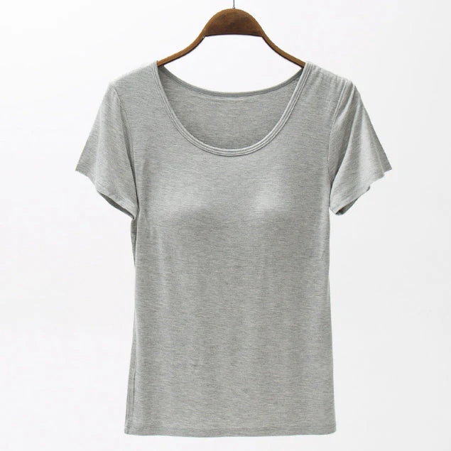 Round Neck Modal T-Shirt with Bra - Image 11