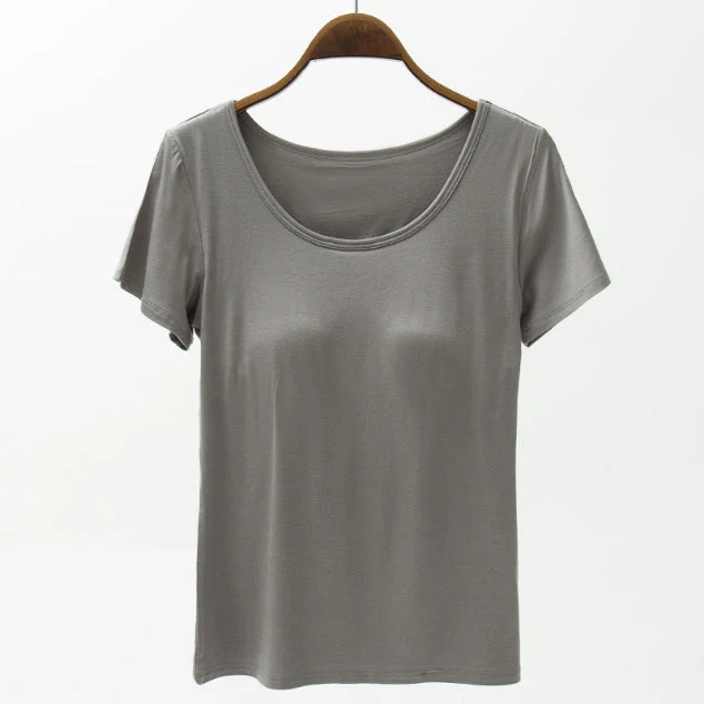 Round Neck Modal T-Shirt with Bra - Image 12