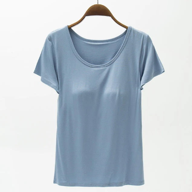 Round Neck Modal T-Shirt with Bra - Image 13