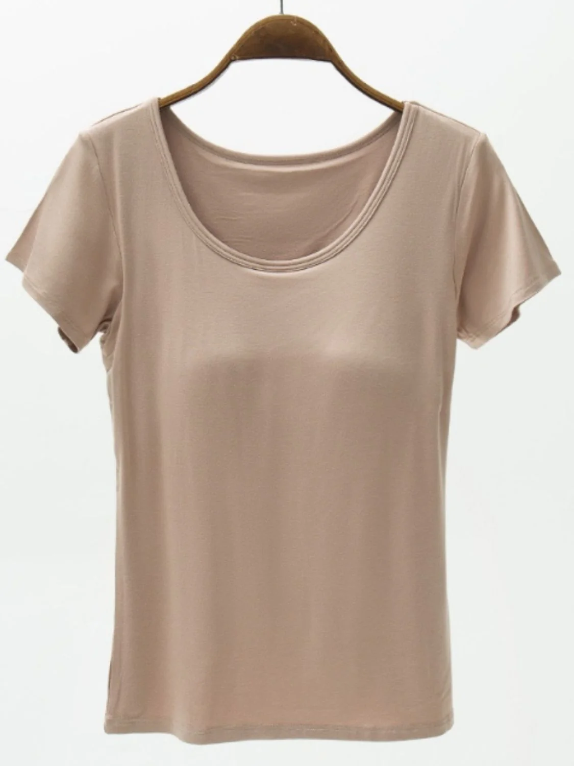 Round Neck Modal T-Shirt with Bra - Image 3