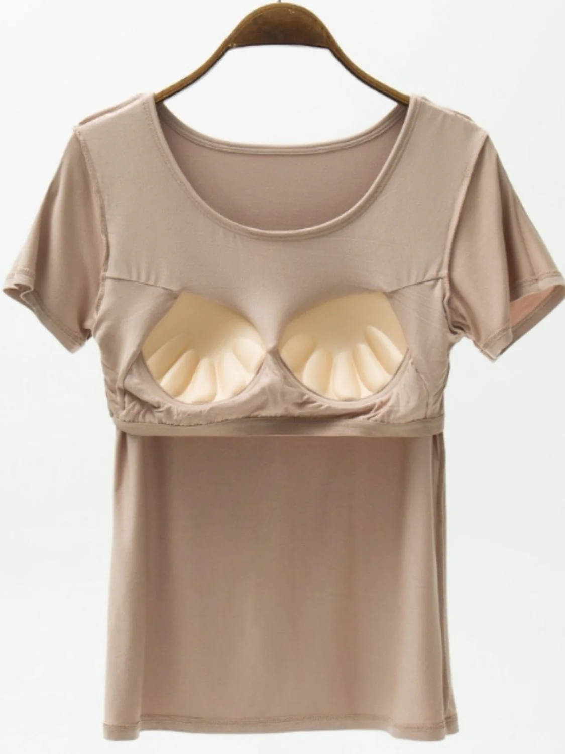 Round Neck Modal T-Shirt with Bra - Image 4