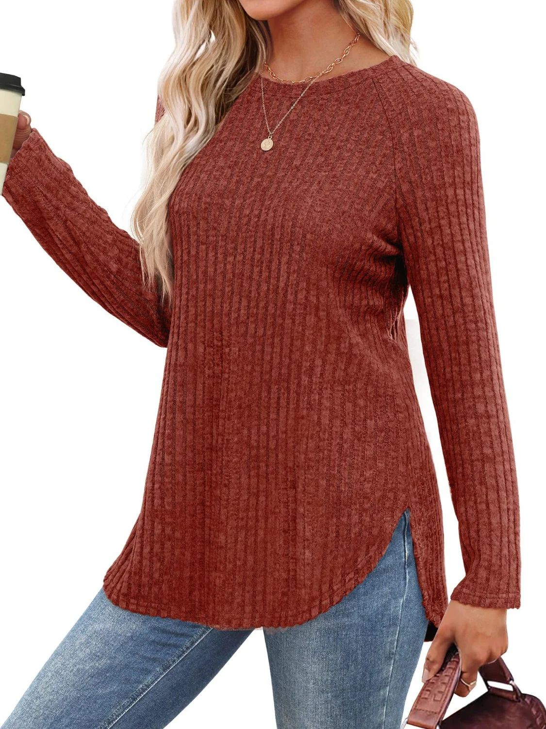 Round Neck Raglan Sleeve T-Shirt - Image 11