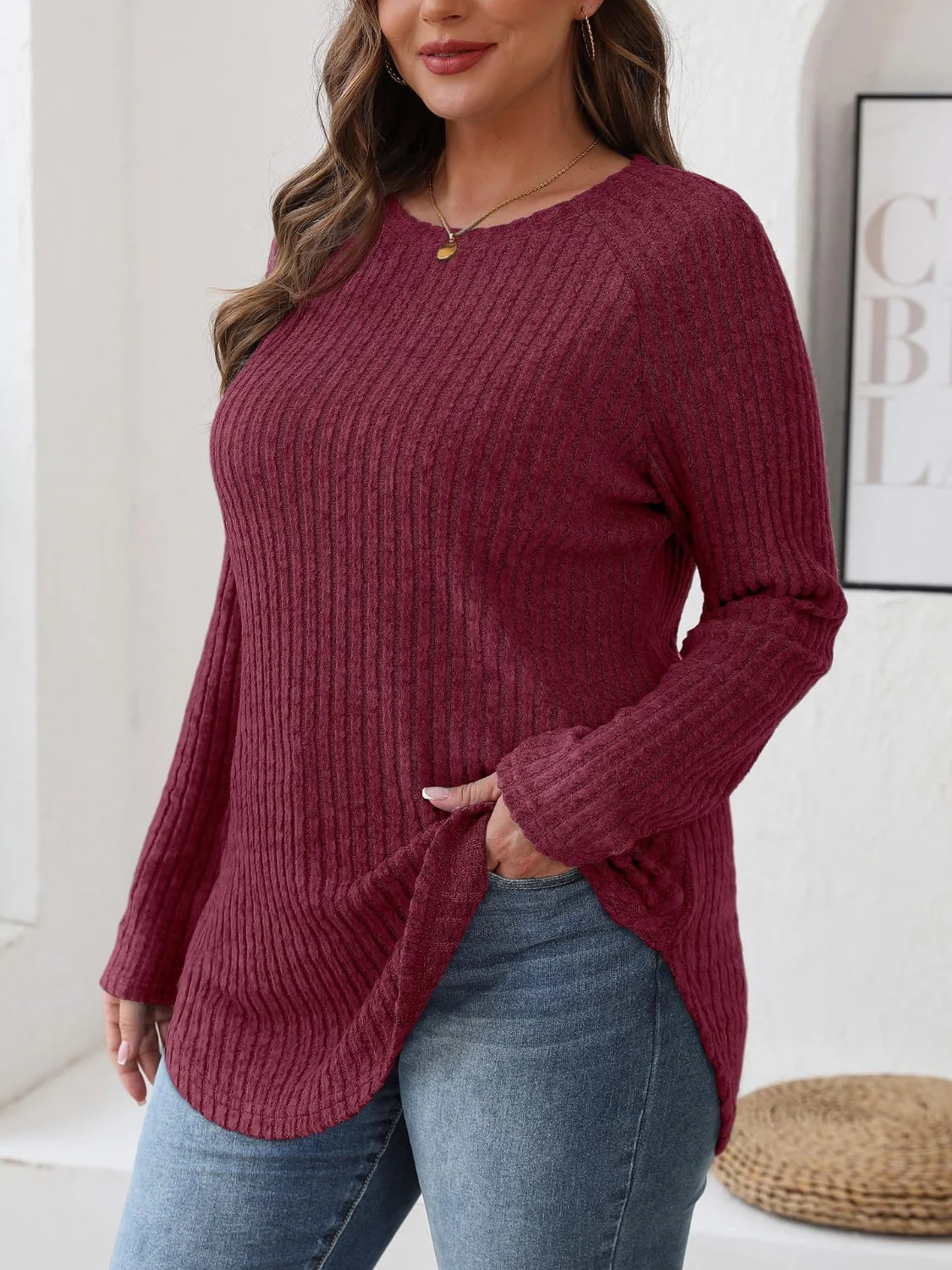 Round Neck Raglan Sleeve T-Shirt - Image 14