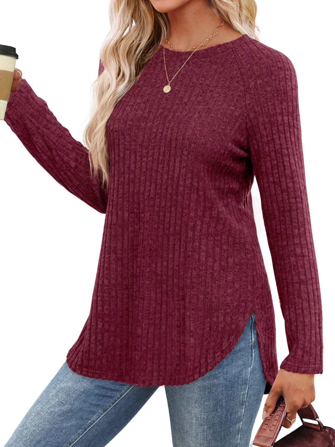 Round Neck Raglan Sleeve T-Shirt - Image 15