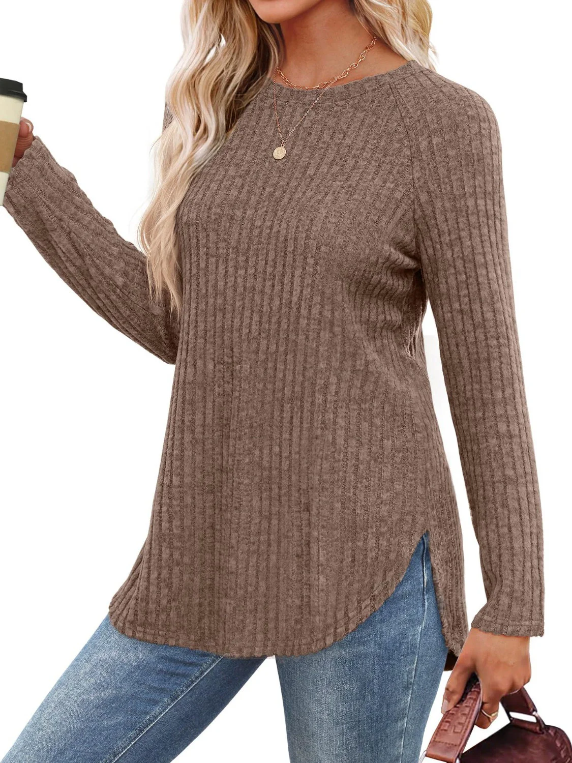 Round Neck Raglan Sleeve T-Shirt - Image 4
