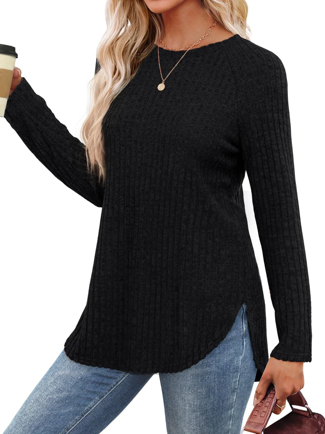Round Neck Raglan Sleeve T-Shirt - Image 7