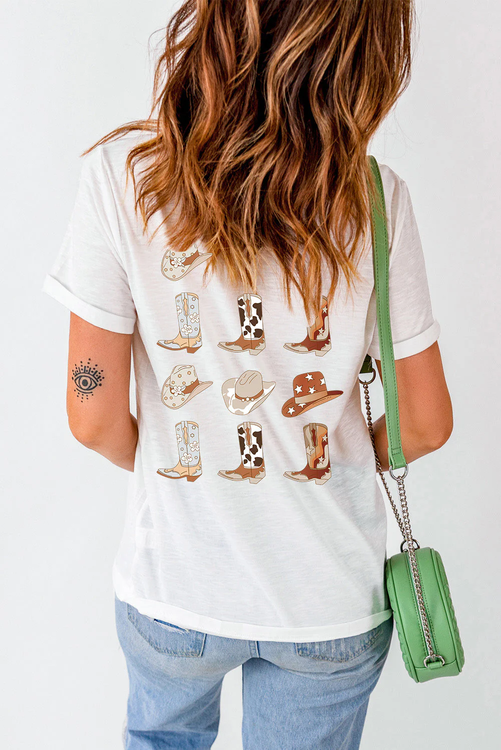 Round Neck Short Sleeve Cowboy Theme T-Shirt - Image 2