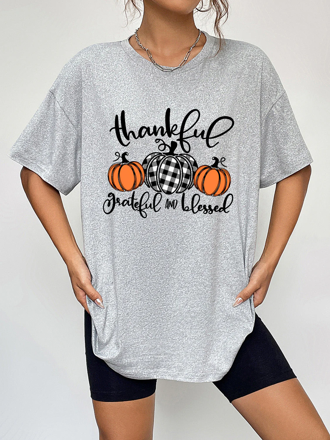 Round Neck Short Sleeve Fall Season Graphic T-Shirt - Image 7