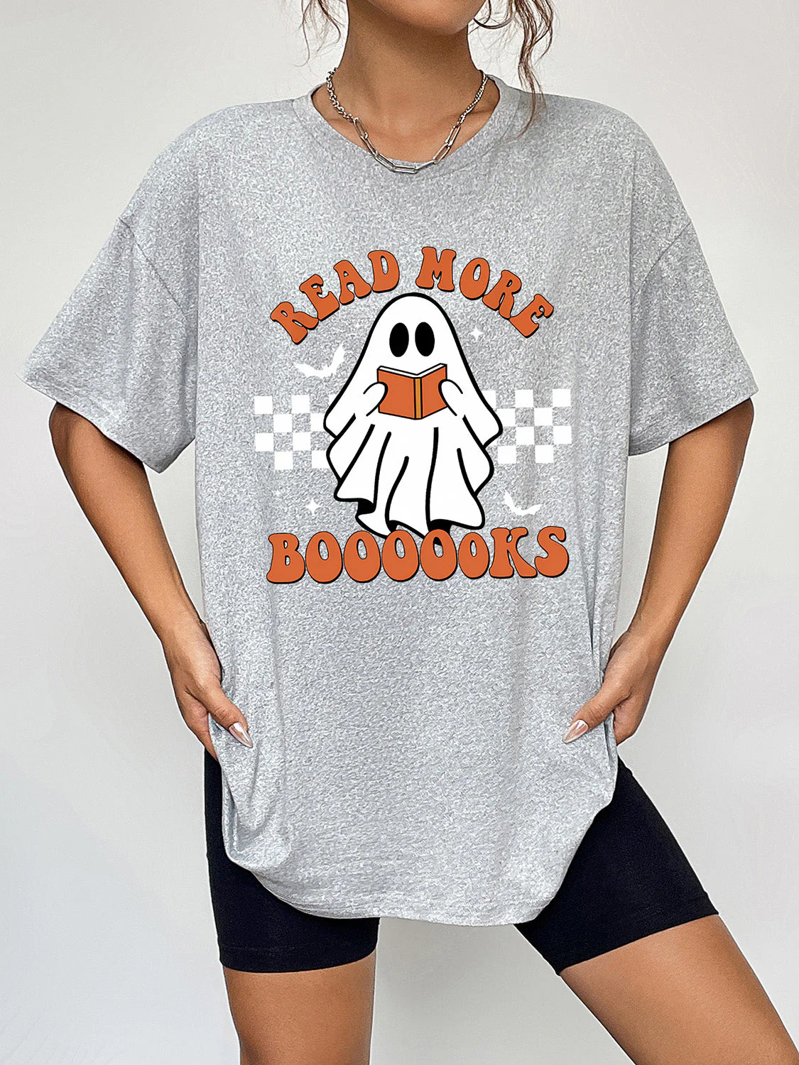 Round Neck Short Sleeve Ghost Graphic T-Shirt - Image 5
