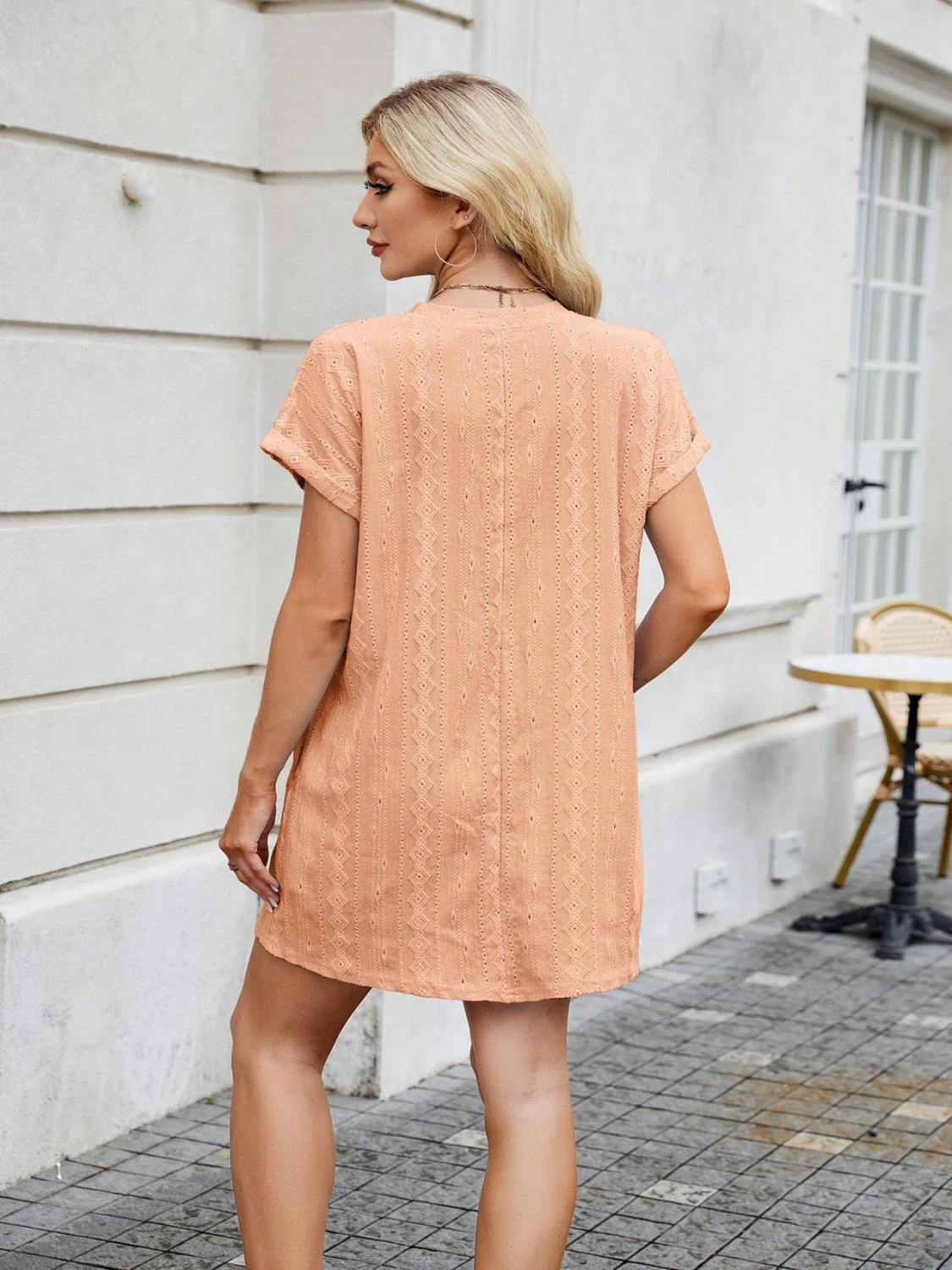 Round Neck Short Sleeve Mini Dress - Image 12