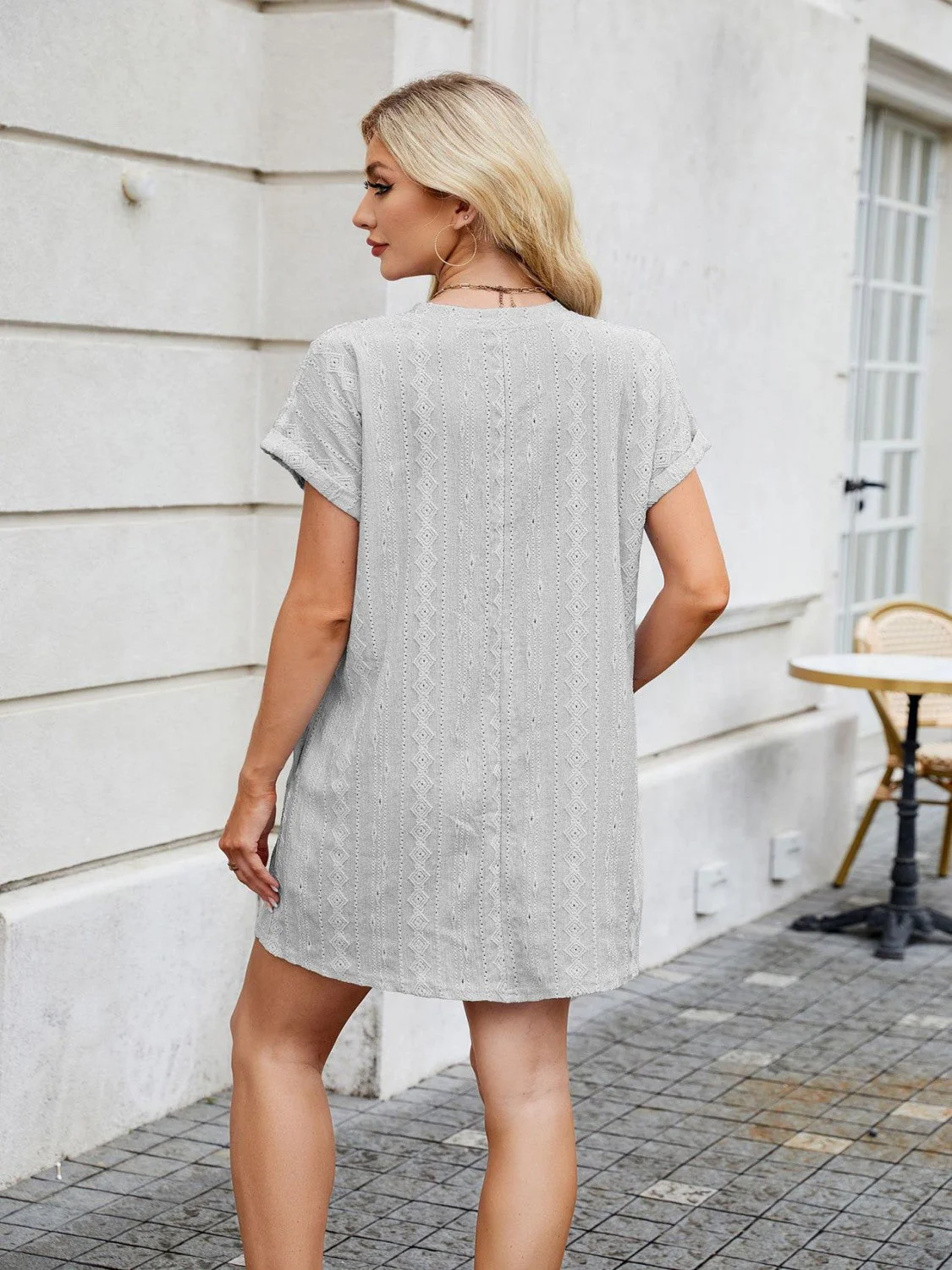 Round Neck Short Sleeve Mini Dress - Image 16
