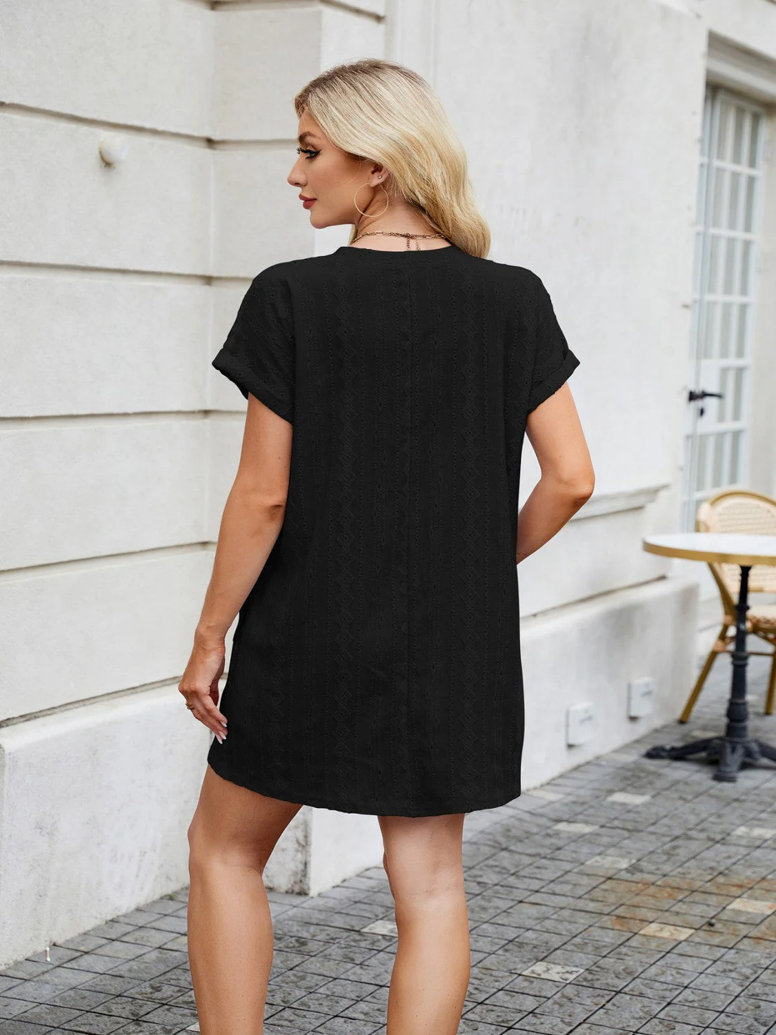 Round Neck Short Sleeve Mini Dress - Image 20