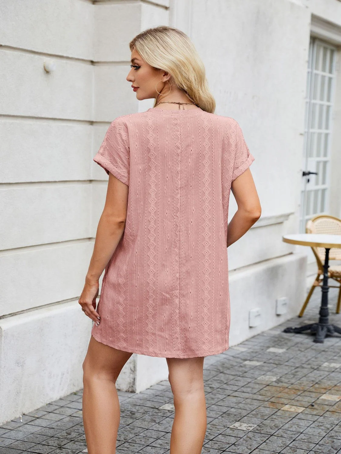 Round Neck Short Sleeve Mini Dress - Image 4