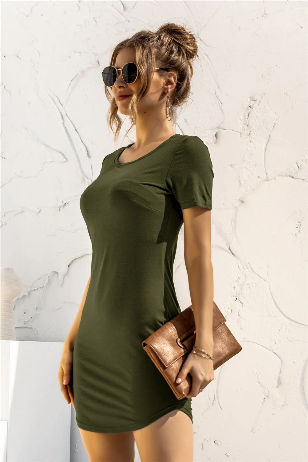 Round Neck Short Sleeve Mini Dress - Image 4