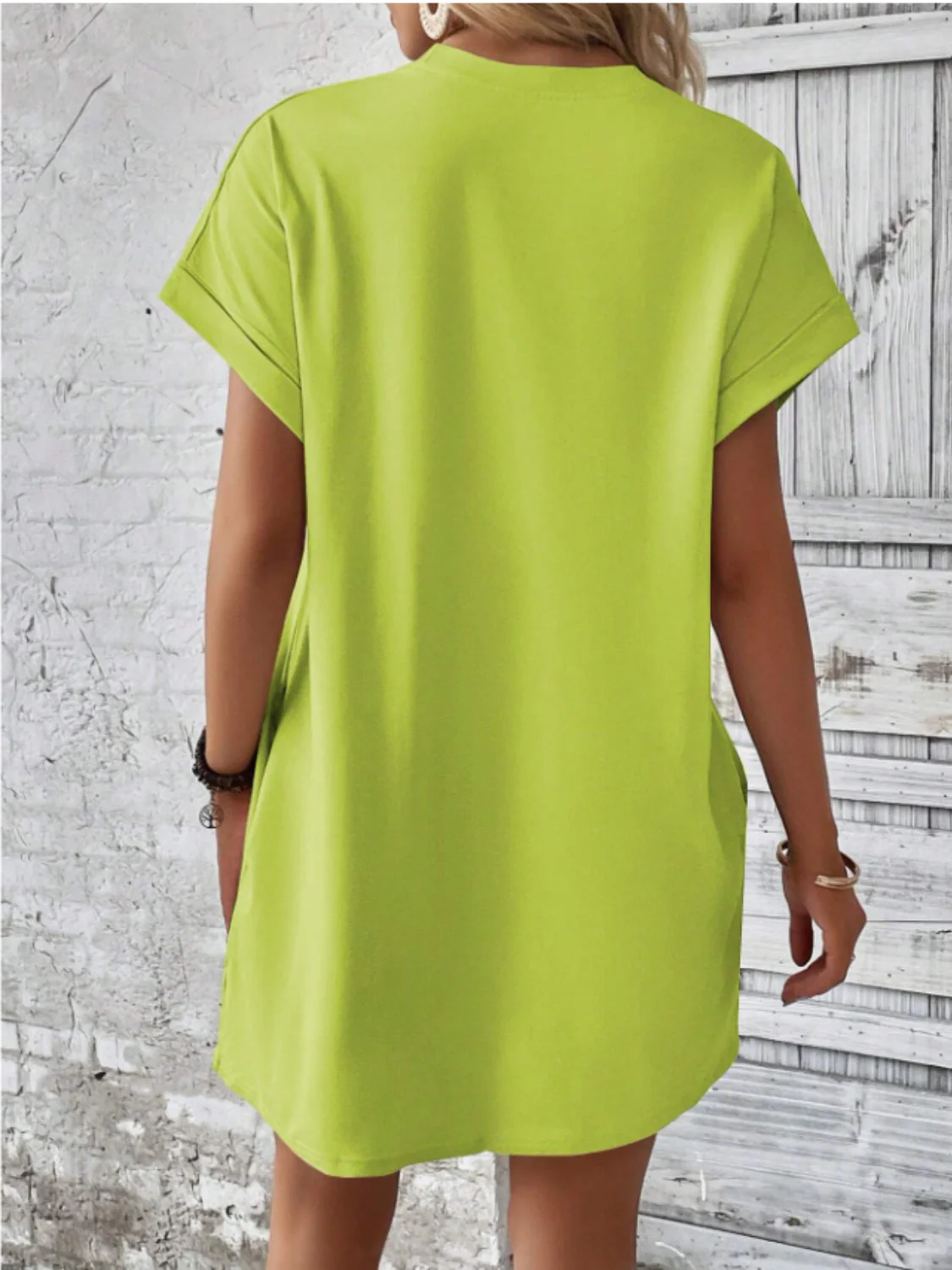 Round Neck Short Sleeve Mini Tee Dress with Pockets - Image 7
