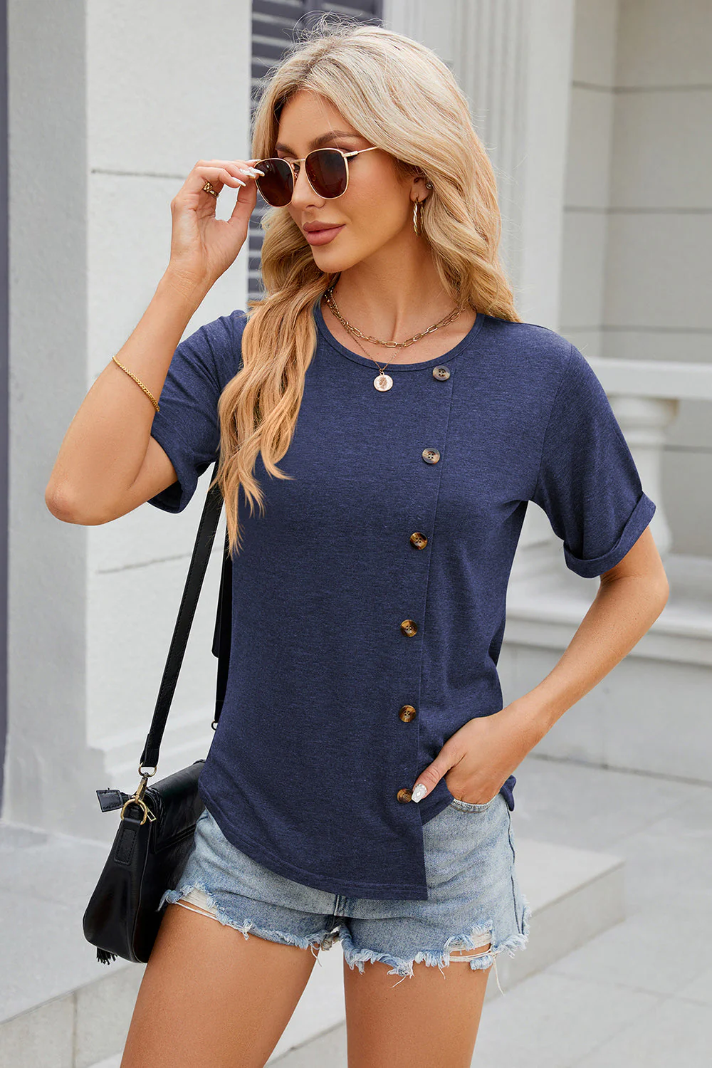 Round Neck Short Sleeve T-Shirt - Image 11