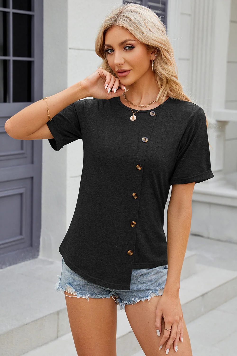 Round Neck Short Sleeve T-Shirt - Image 14